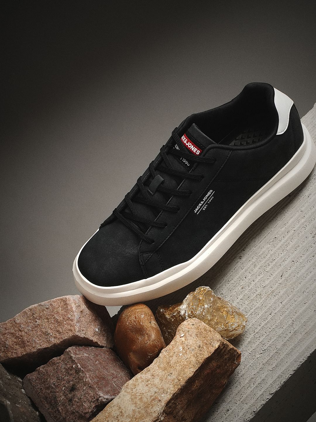 Black Vintage Lace-Up Sneakers
