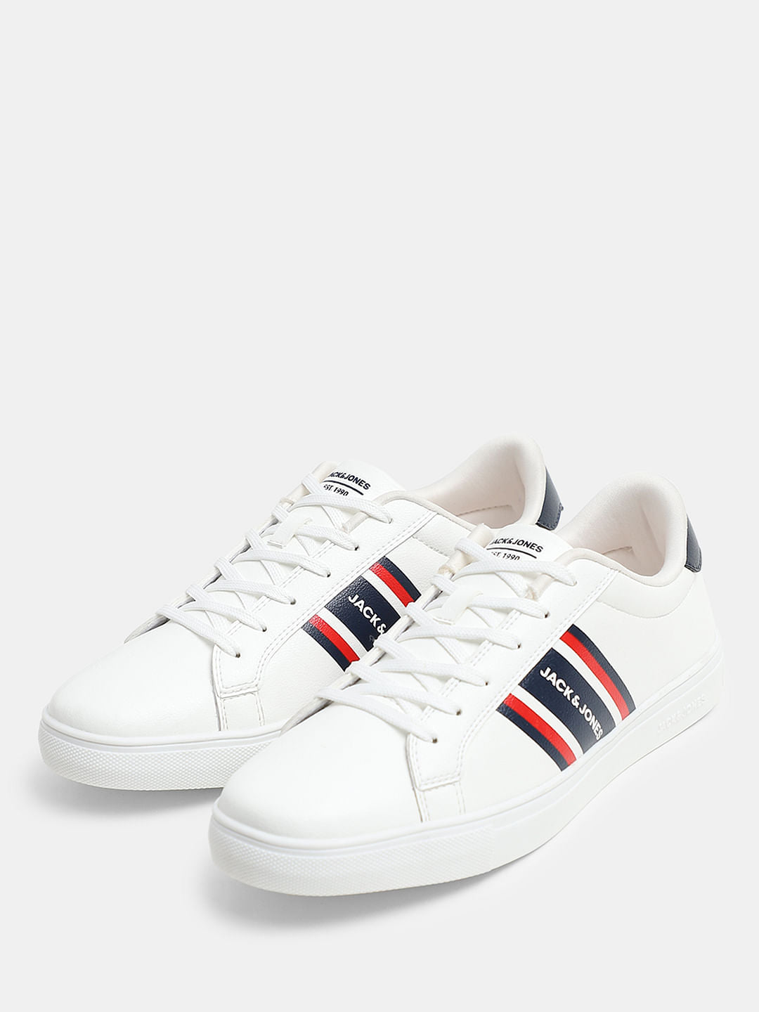 White Logo Print Sneakers