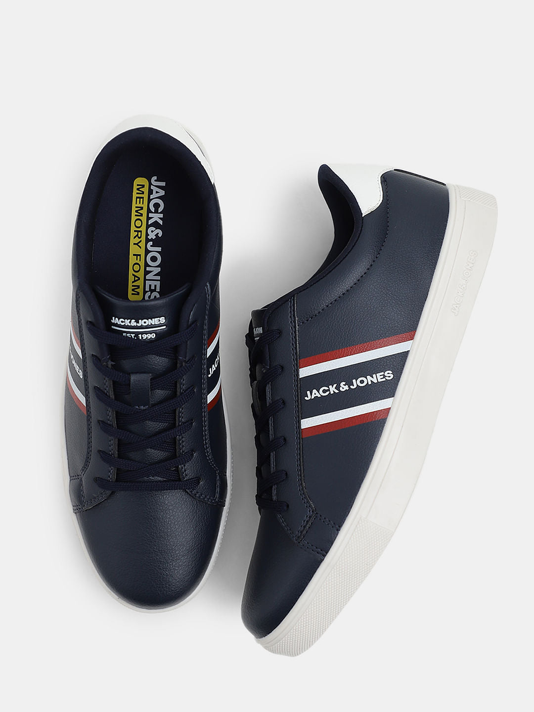 Navy Blue Logo Print Sneakers