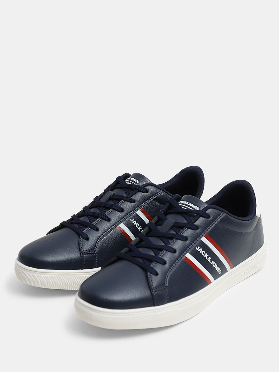 Navy Blue Logo Print Sneakers