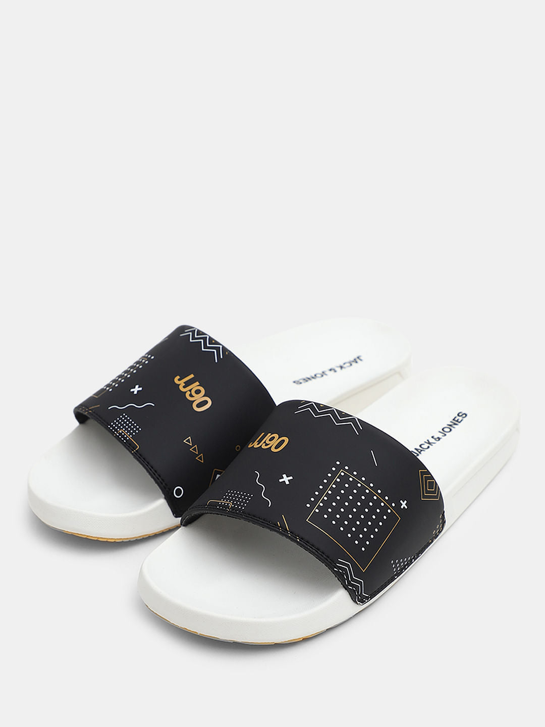 Yellow & White Printed Sliders