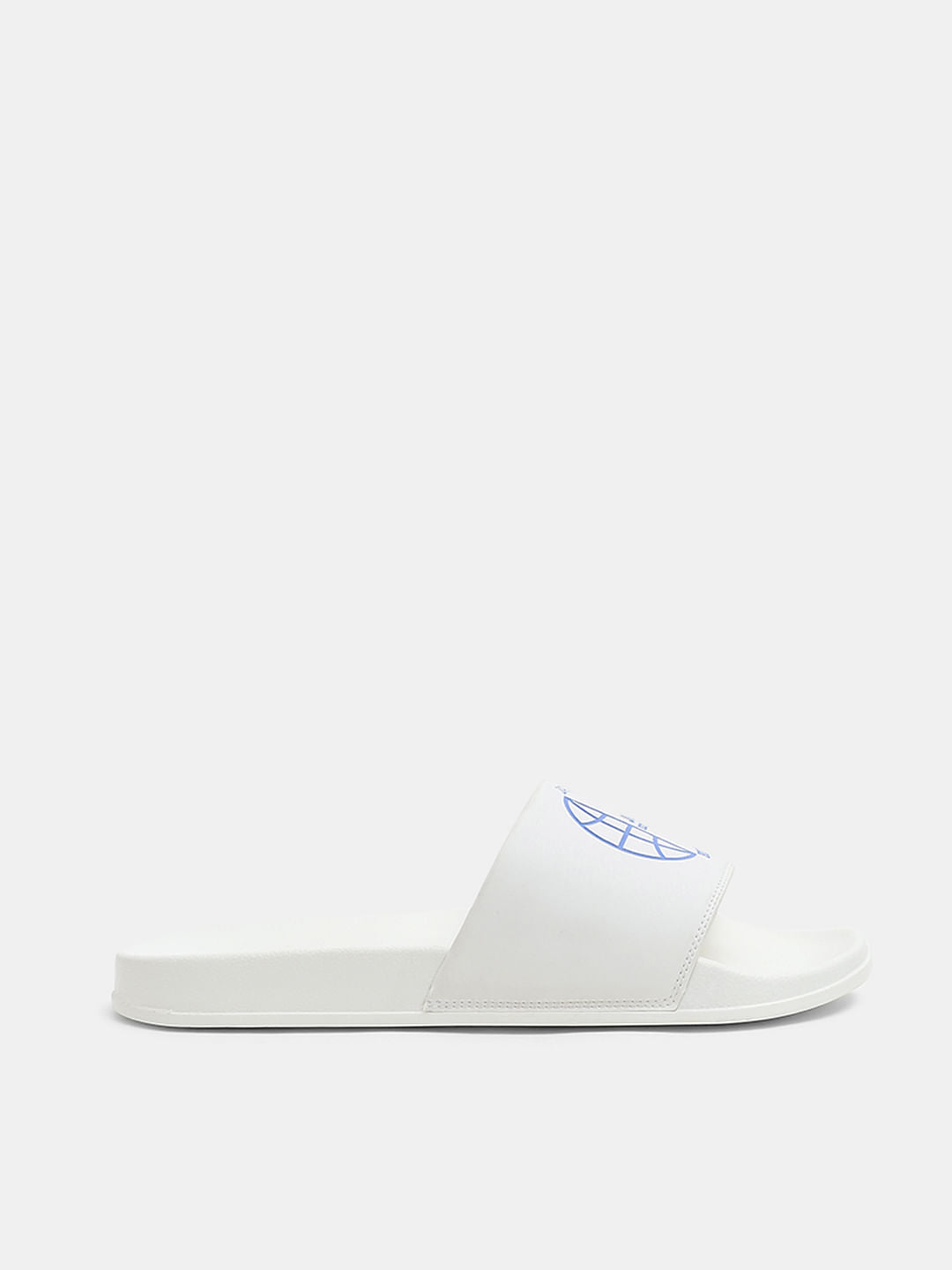 White Logo Print Sliders