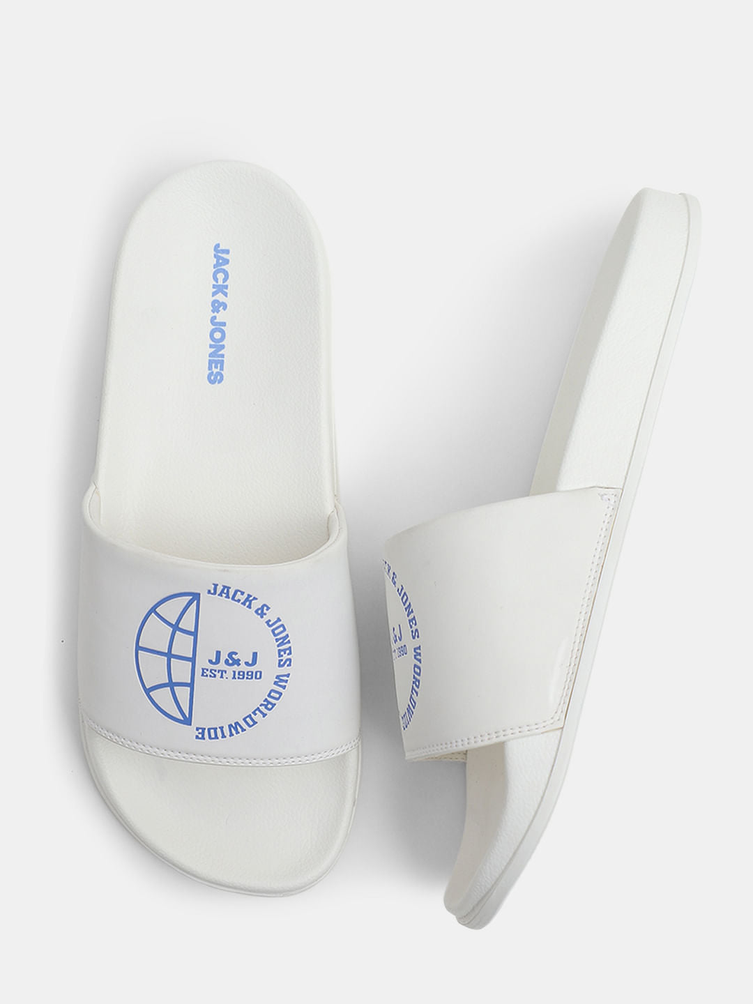 White Logo Print Sliders