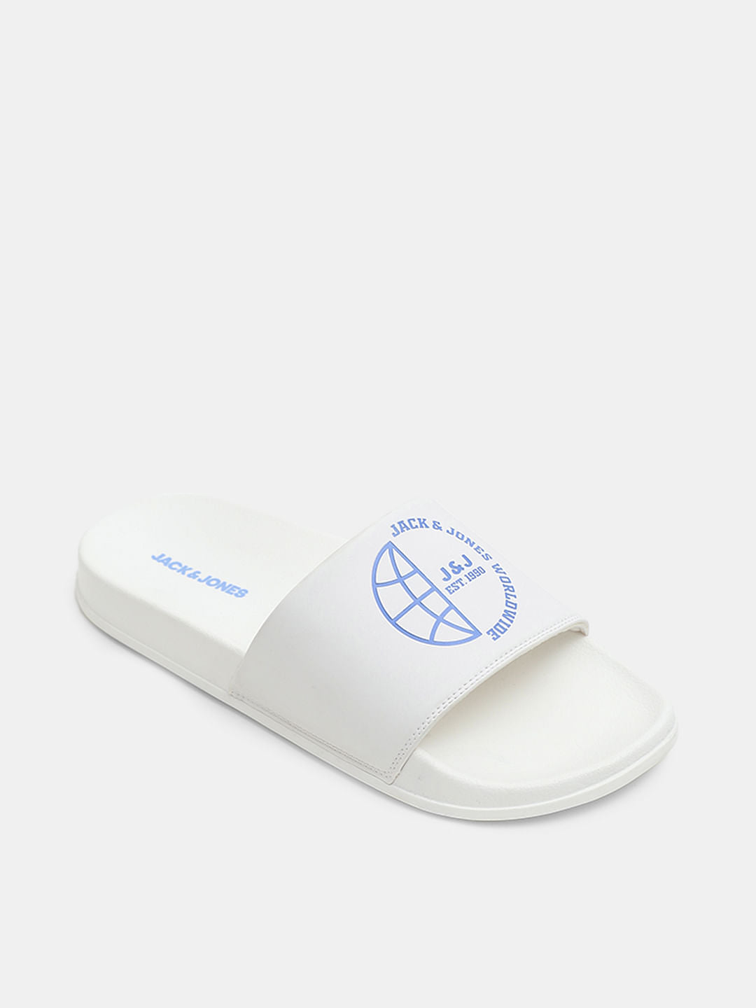 White Logo Print Sliders
