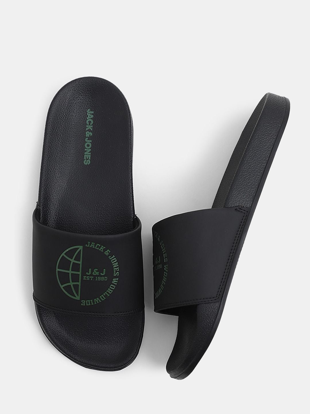 Black Logo Print Sliders