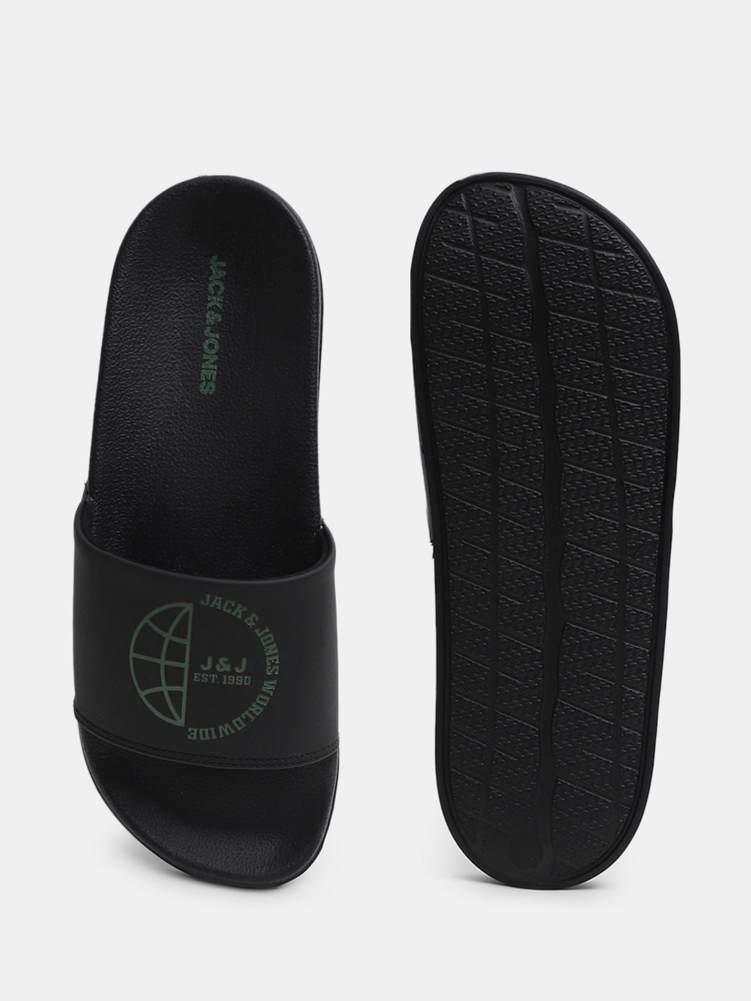 Black Logo Print Sliders