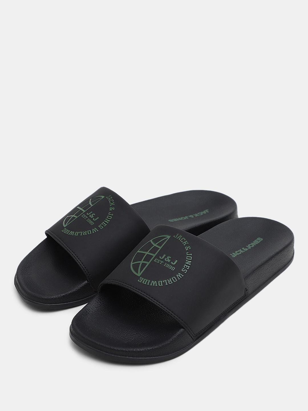 Black Logo Print Sliders