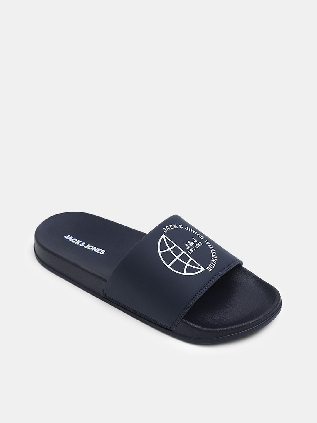 Dark Blue Logo Print Sliders