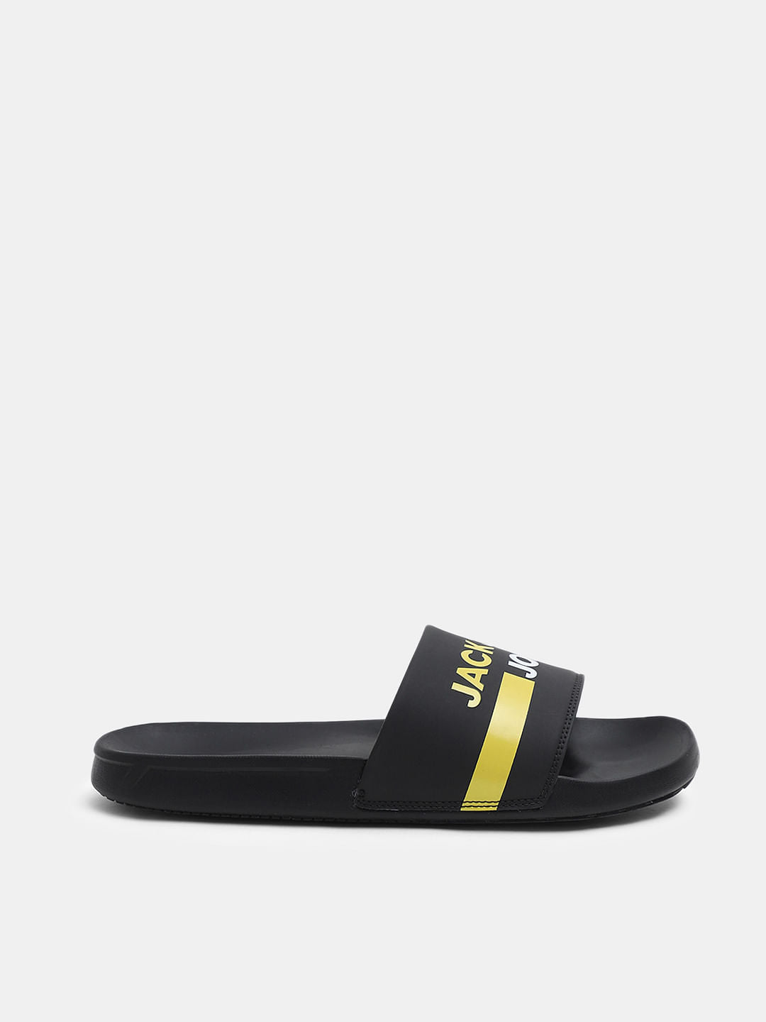 Black Striped Logo Print Sliders