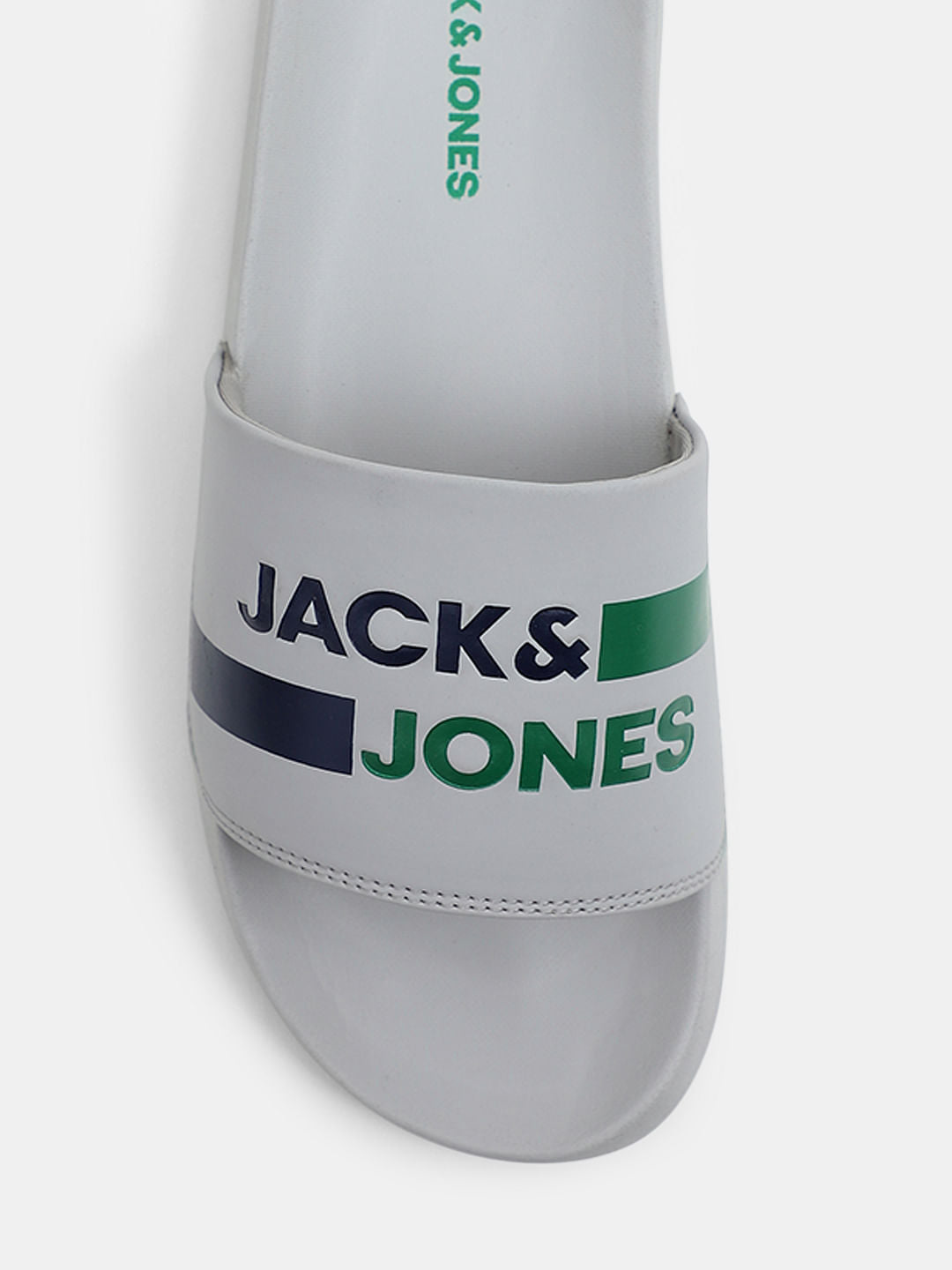 Grey Striped Logo Print Sliders