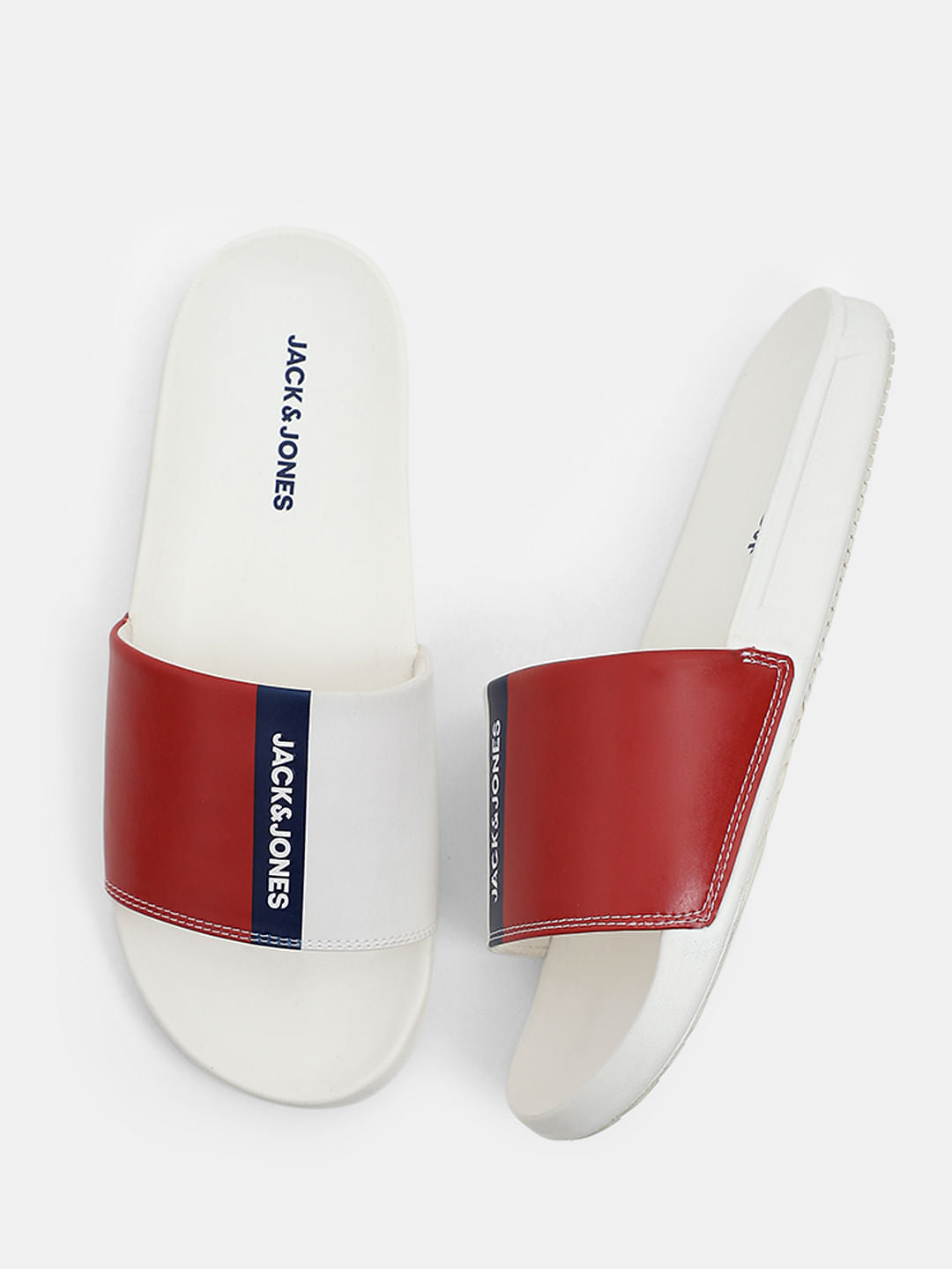 White Colourblocked Sliders