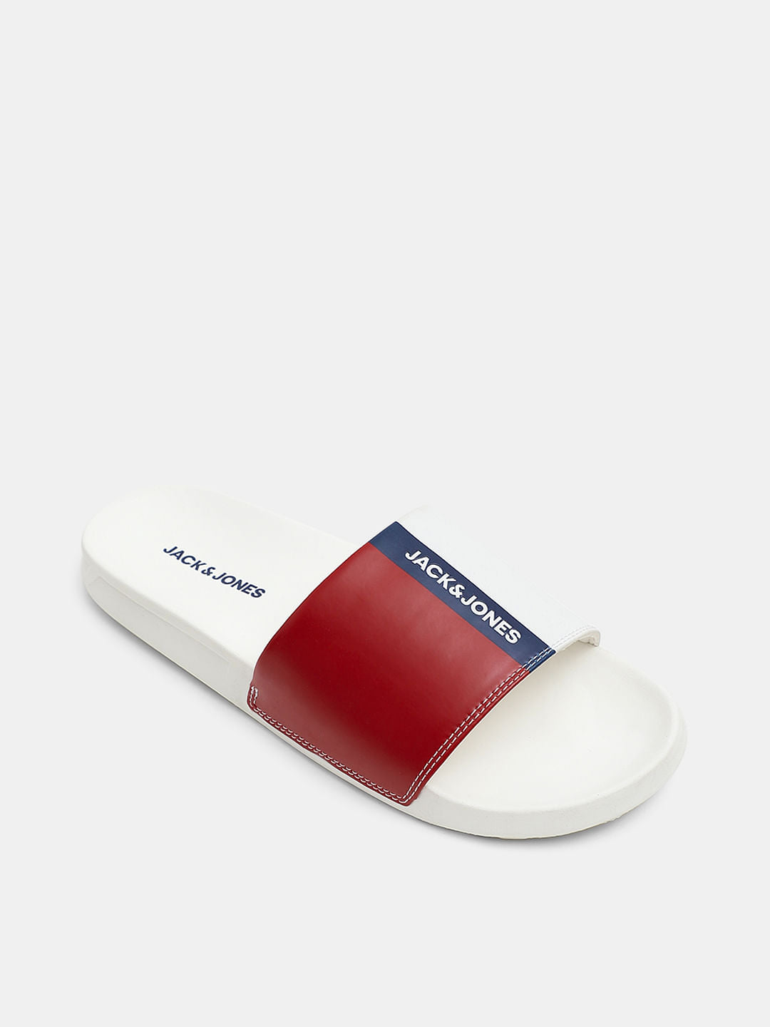 White Colourblocked Sliders