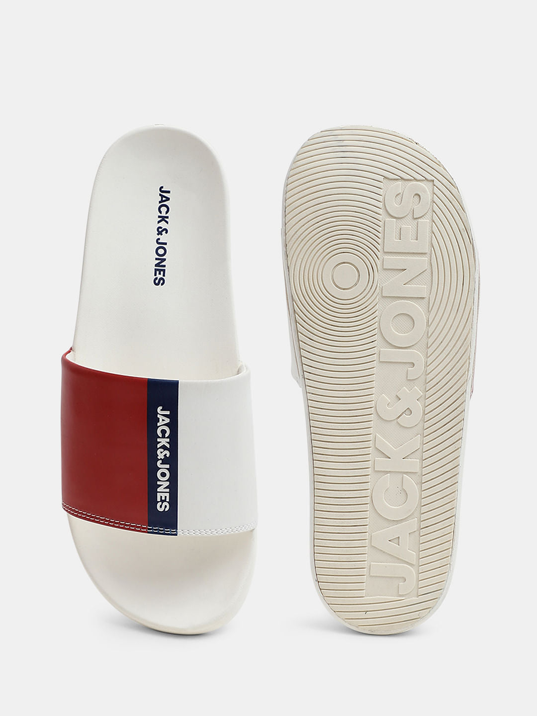 White Colourblocked Sliders