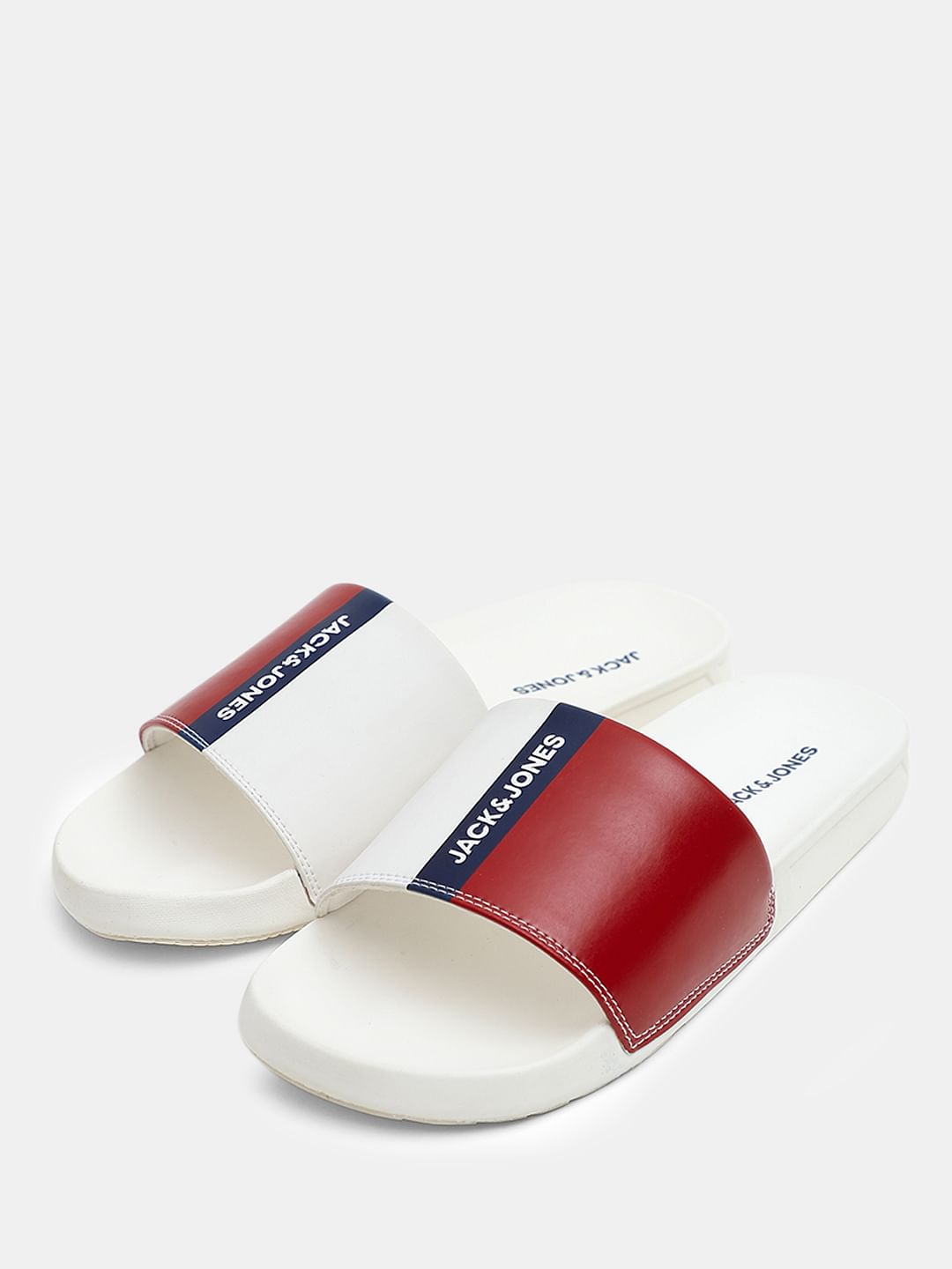 White Colourblocked Sliders