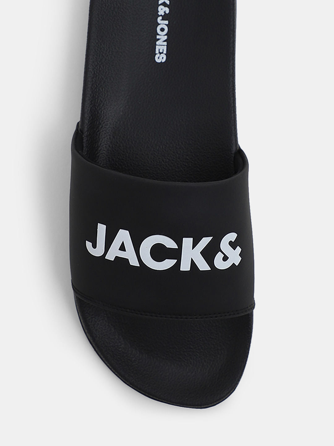 Black Logo Print Pool Sliders
