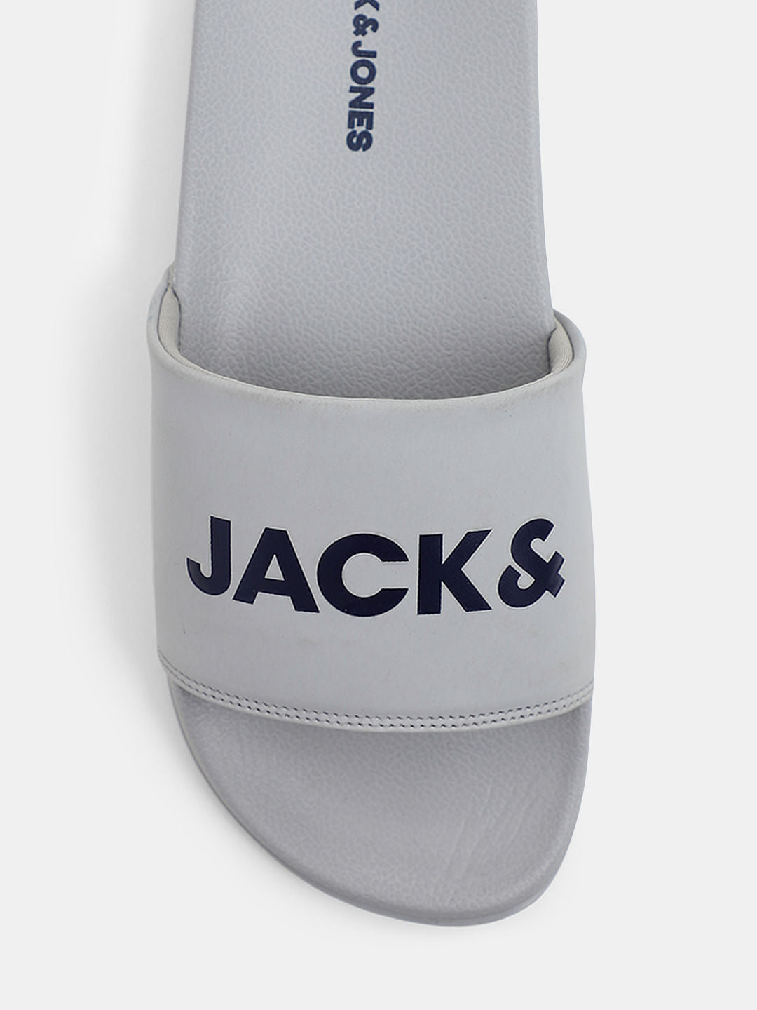 Grey Logo Print Pool Sliders