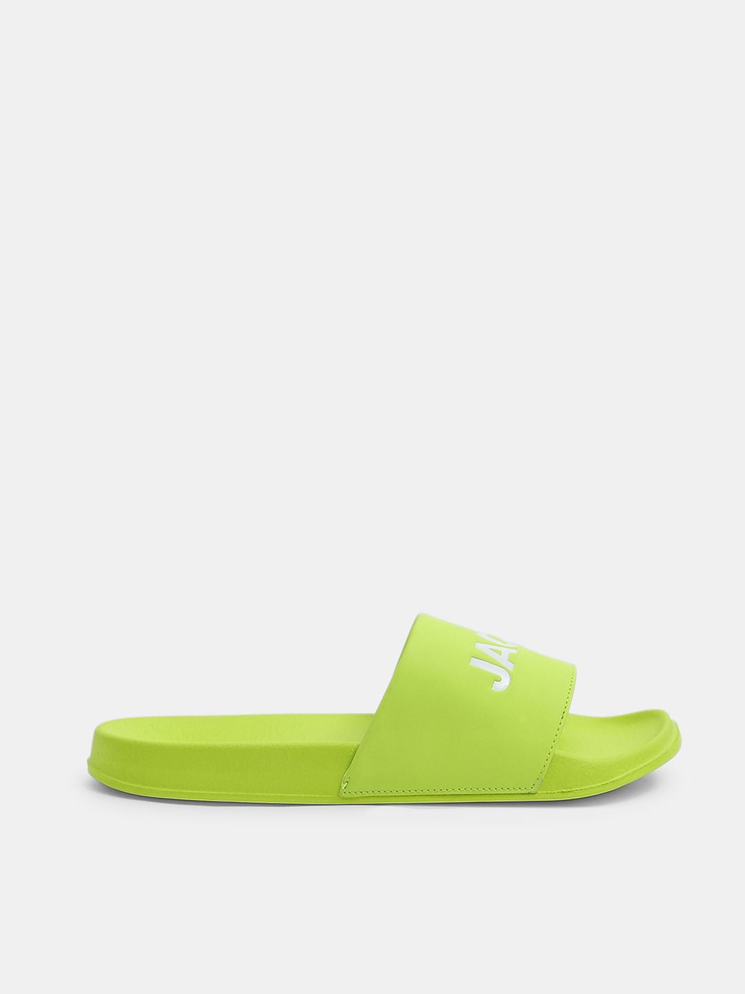 Bright Green Logo Print Pool Sliders