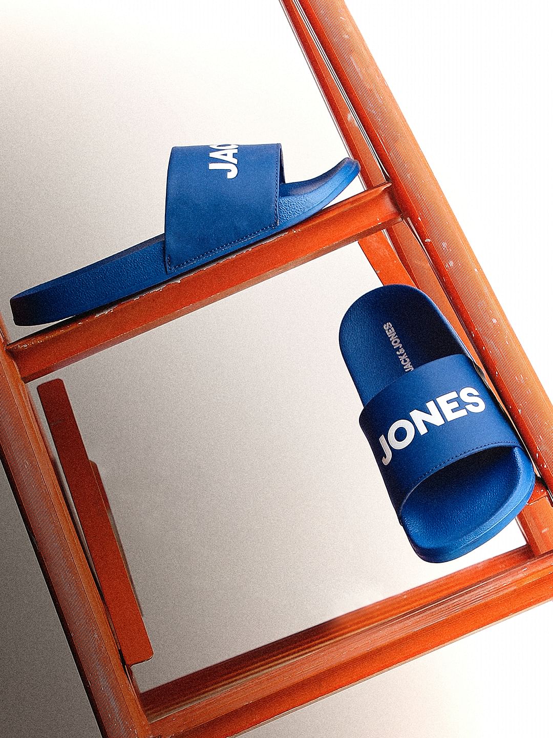 Dark Blue Logo Print Pool Sliders