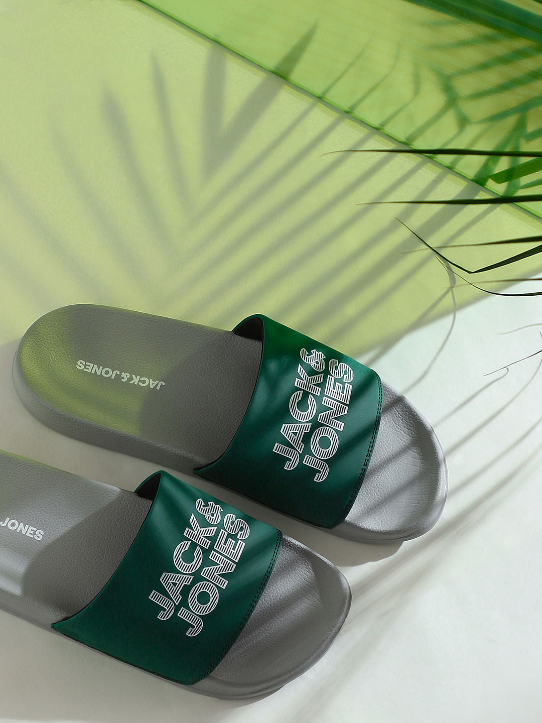 Green & Grey Logo Print Sliders
