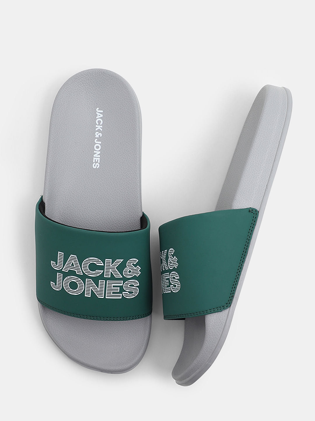 Green & Grey Logo Print Sliders
