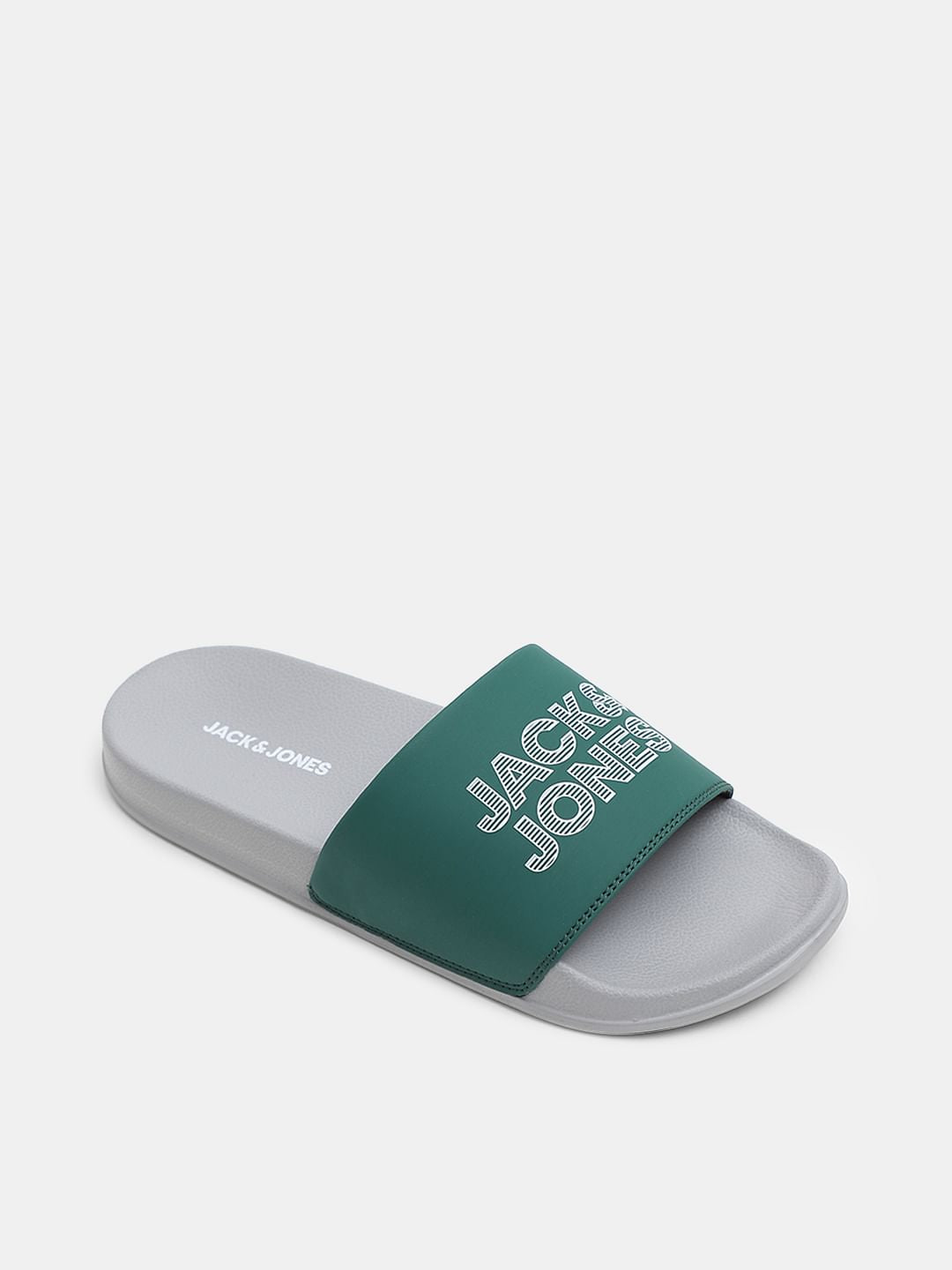 Green & Grey Logo Print Sliders