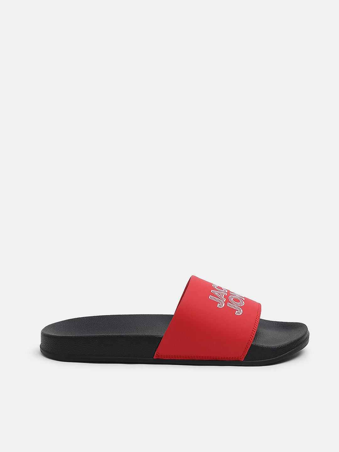 Red & Black Logo Print Sliders