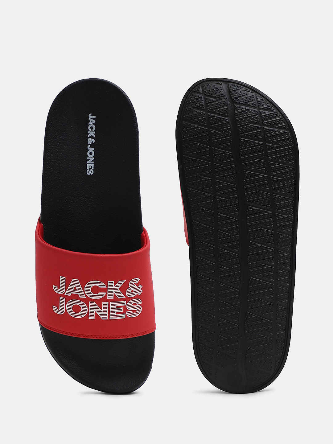 Red & Black Logo Print Sliders