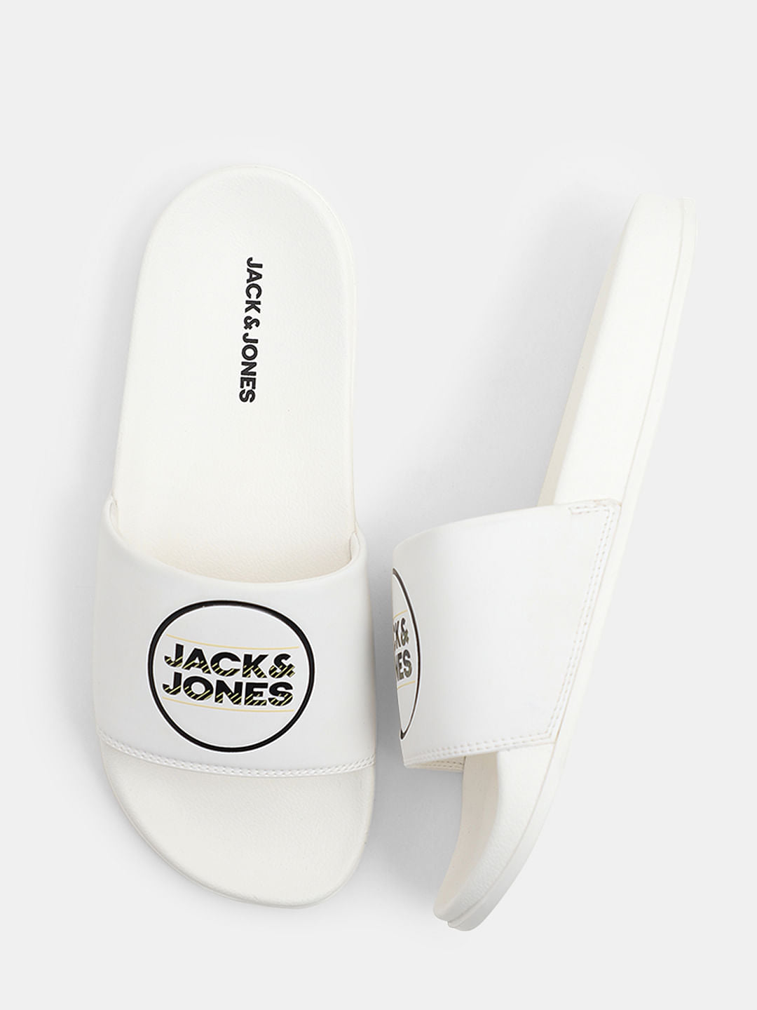 White Logo Print Sliders