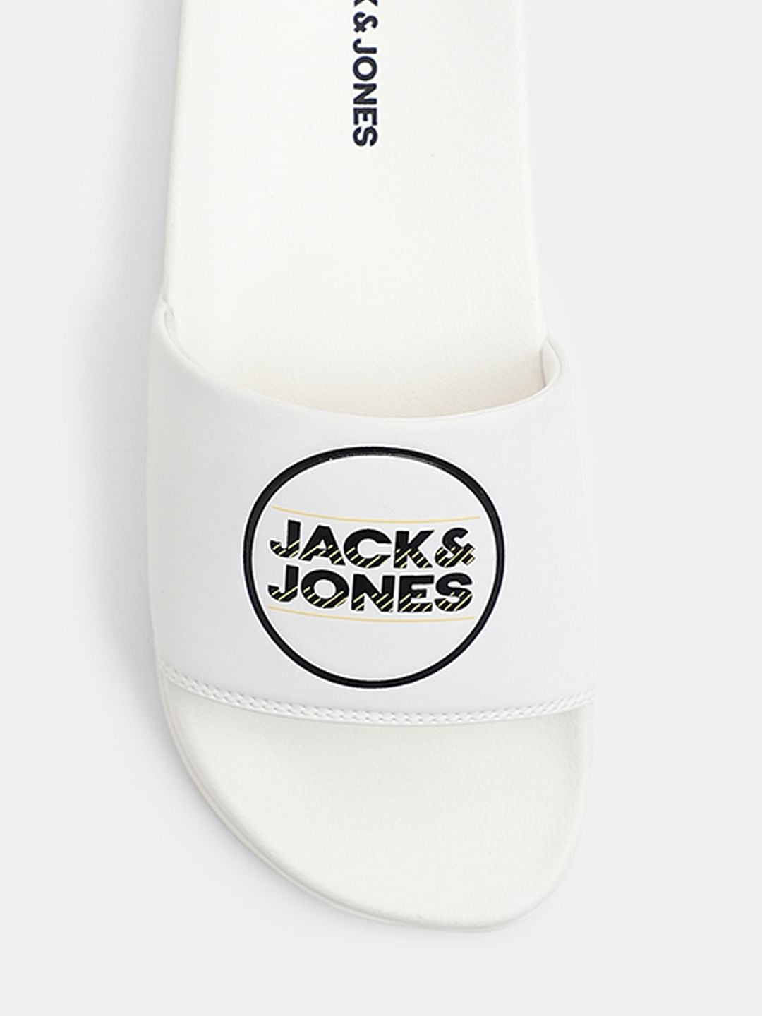 White Logo Print Sliders