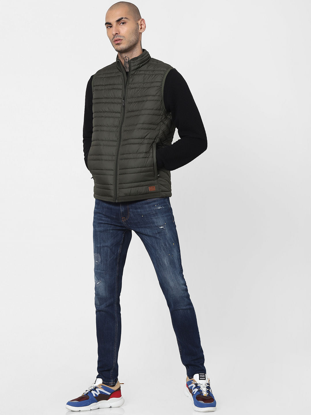 Green Sleeveless Lightweight Puffer Jacket