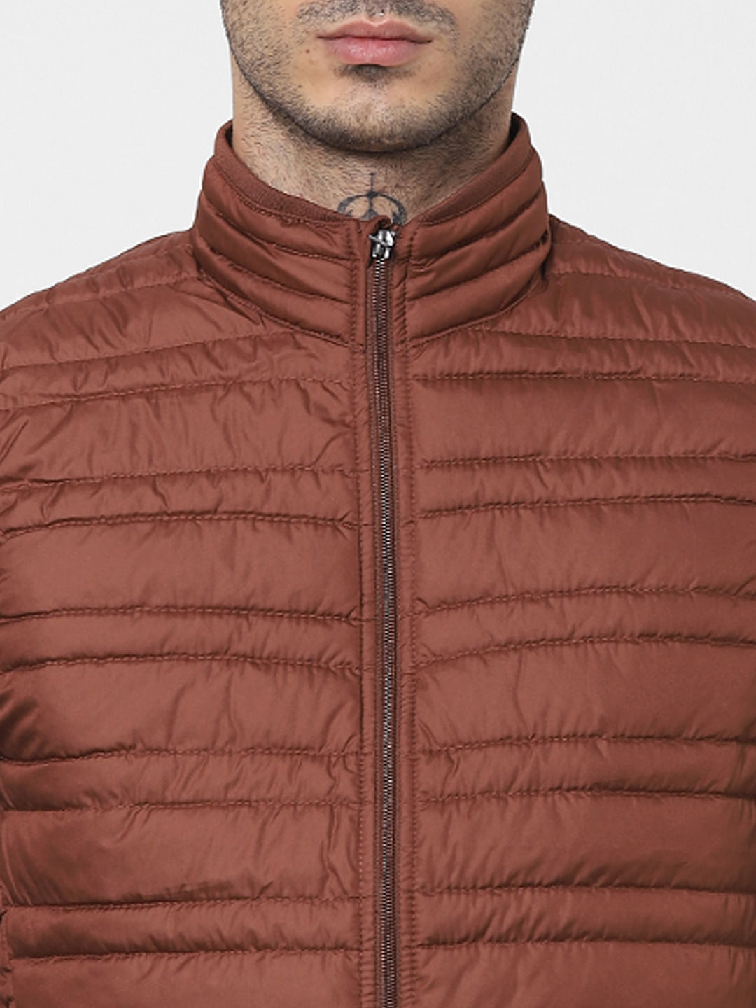 Brown Sleeveless Lightweight Puffer Jacket