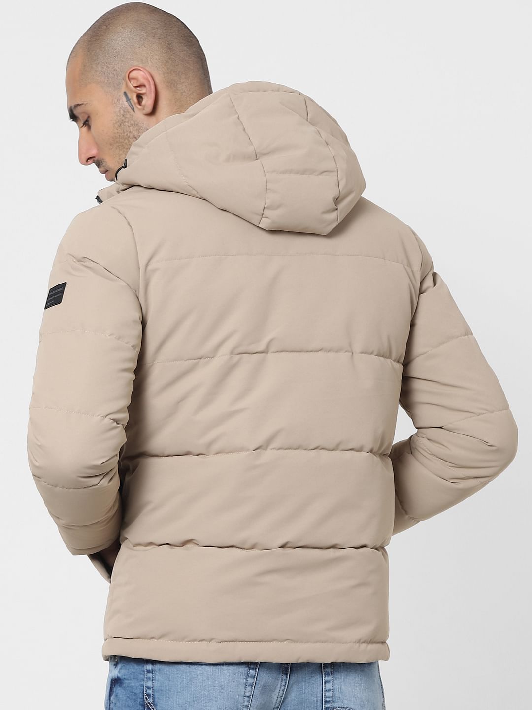 Beige Hooded Puffer Jacket