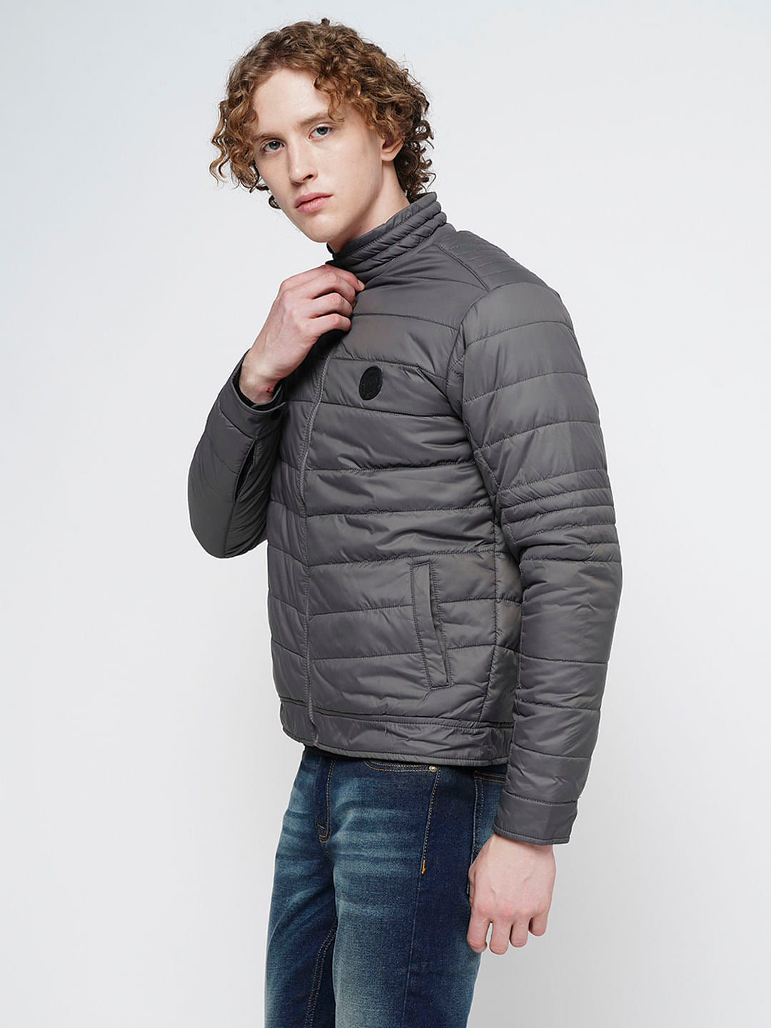 PRODUKT by JACK&JONES Dark Grey Zip-Up Puffer Jacket