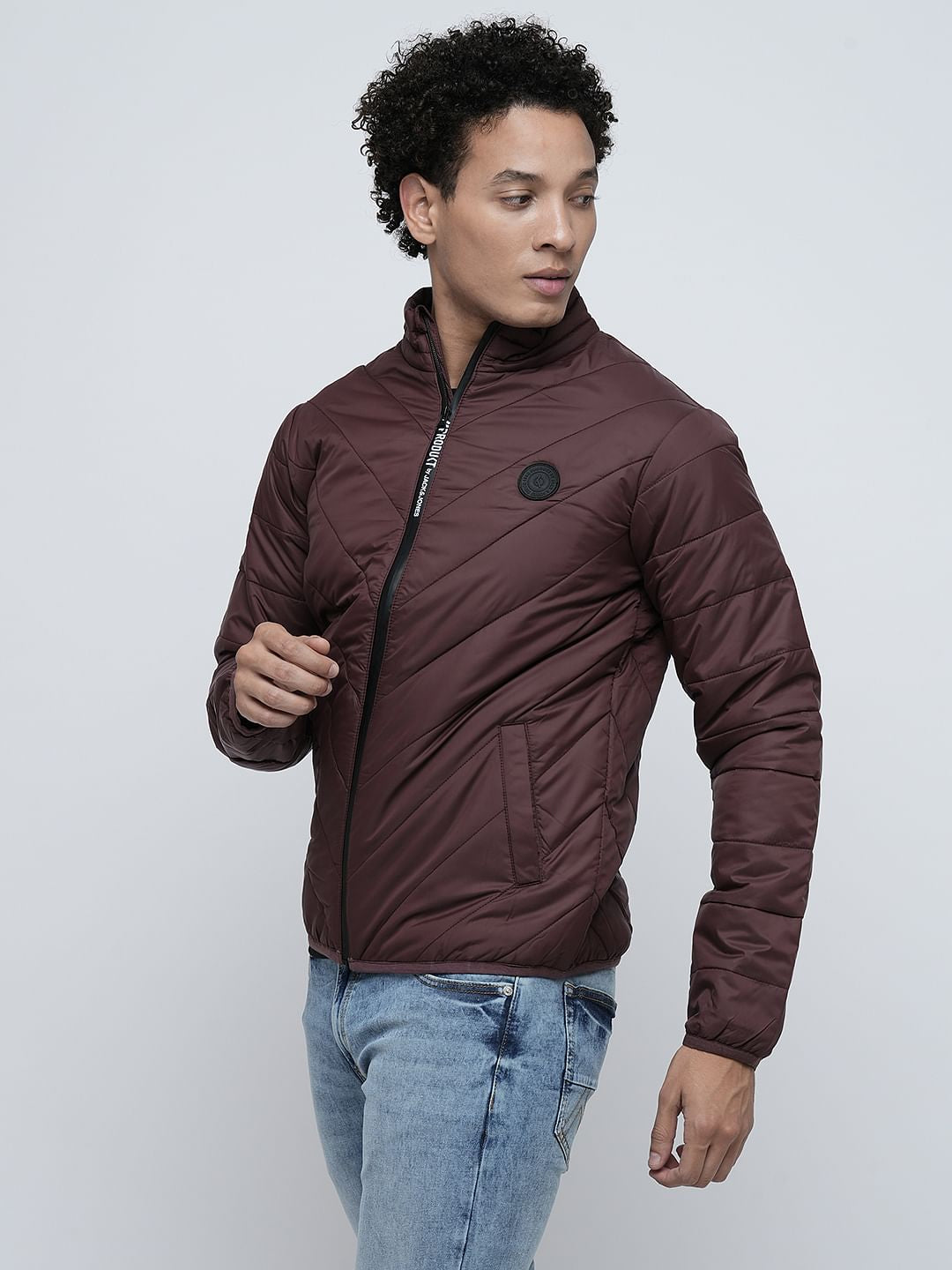PRODUKT by JACK&JONES Maroon High-Neck Puffer Jacket