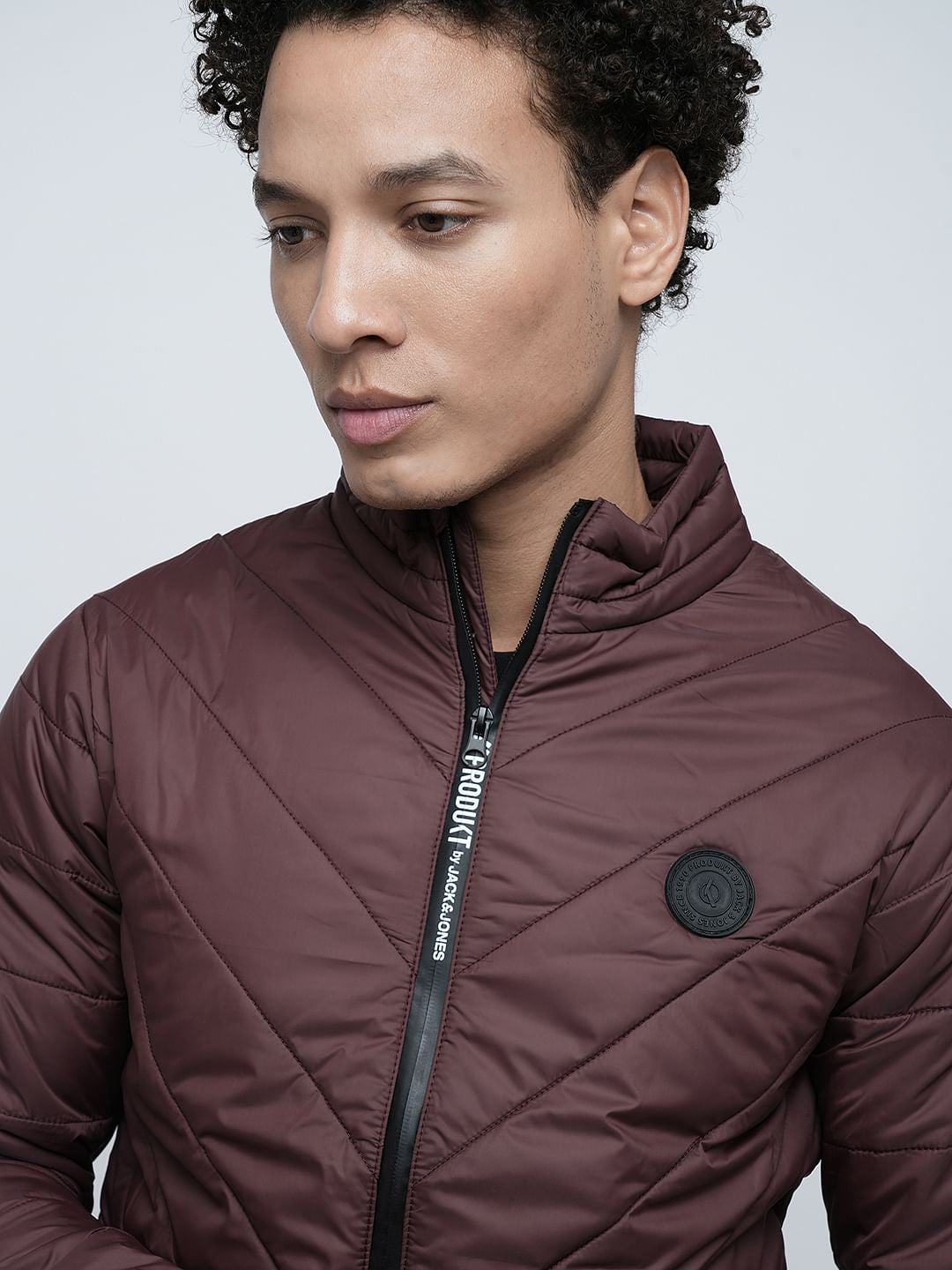PRODUKT by JACK&JONES Maroon High-Neck Puffer Jacket