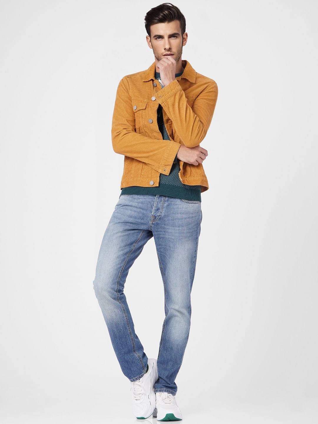 Blue Low Rise Washed Tim Slim Jeans