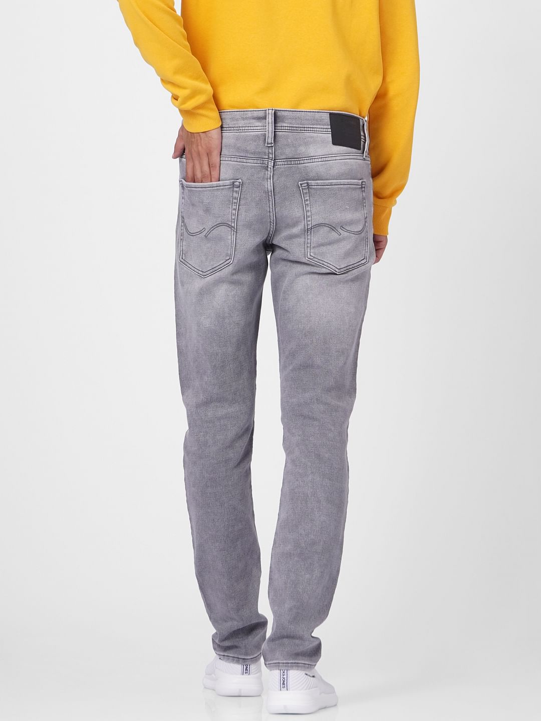 Grey Low Rise Glenn Slim Fit Torn Jeans