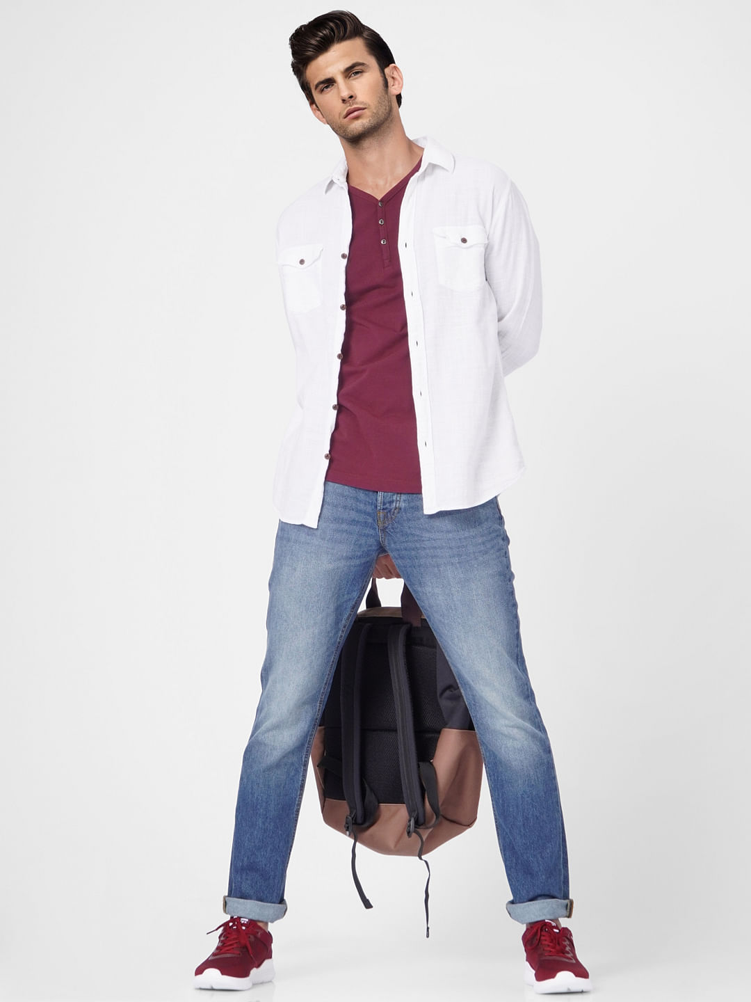 Blue Mid Rise Clark Regular Fit Jeans