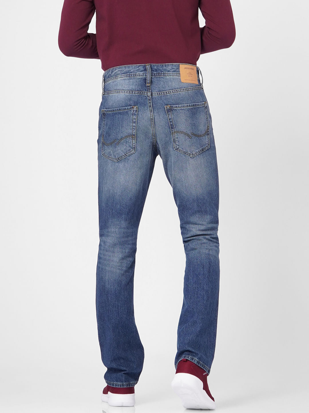 Blue Mid Rise Clark Regular Fit Jeans