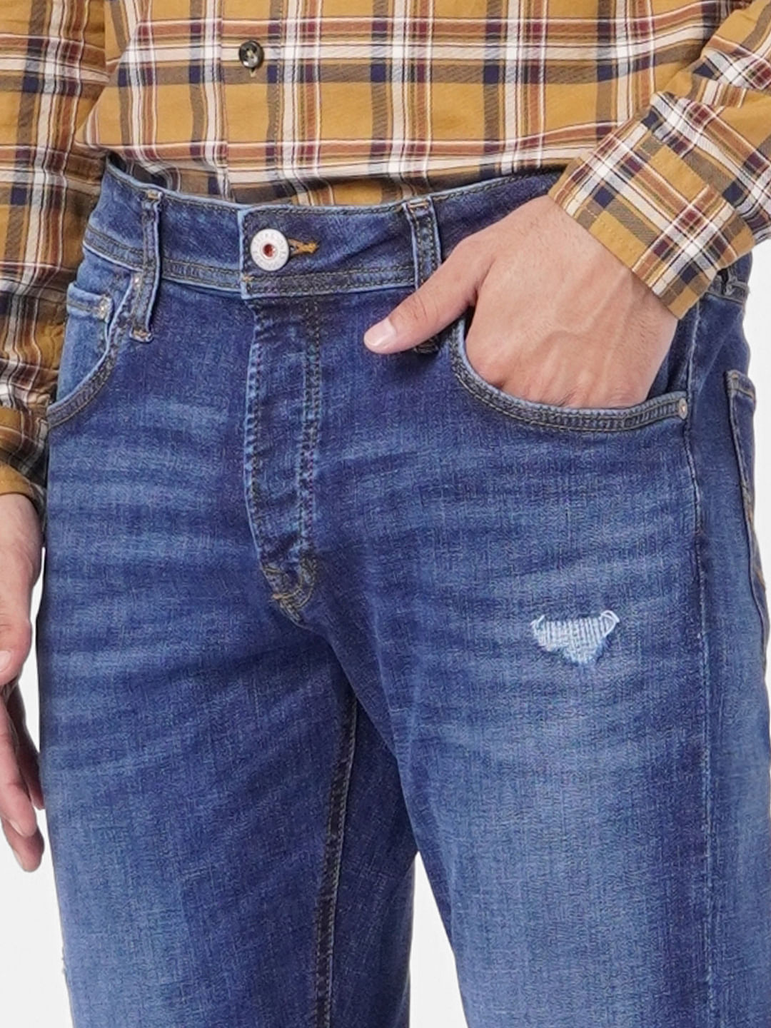 Blue Low Rise Glenn Torn Slim Jeans