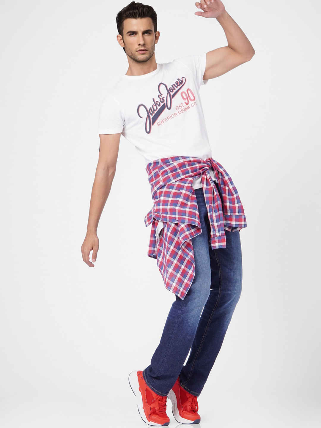 Blue Mid Rise Clark Regular Fit Jeans
