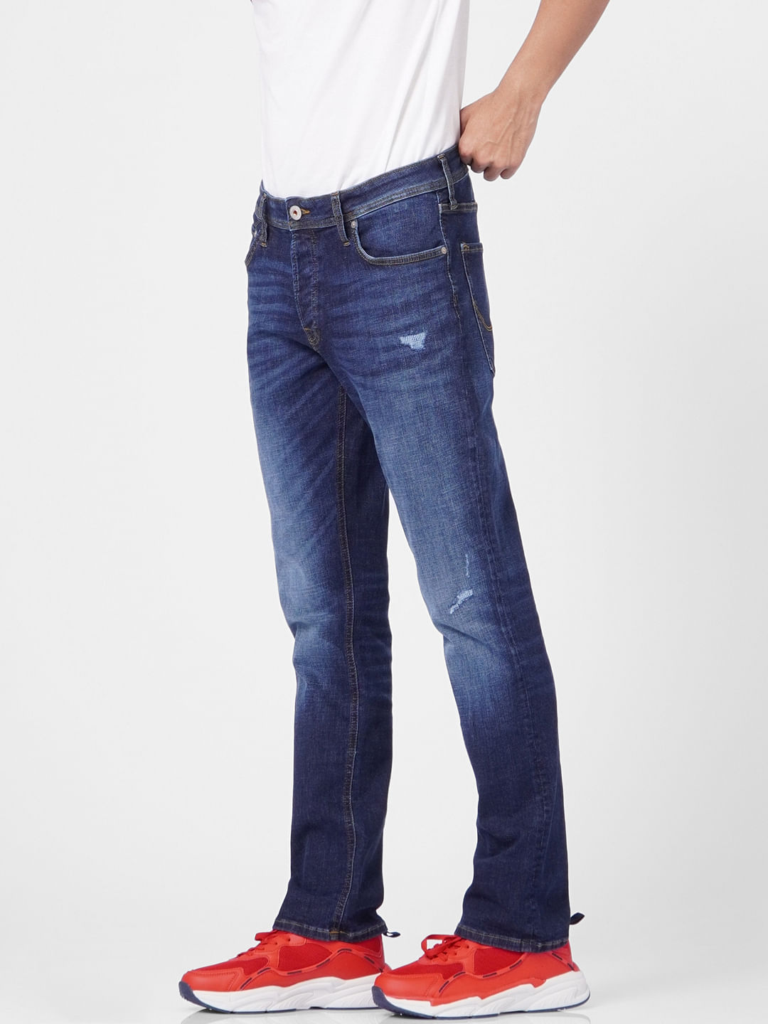 Blue Mid Rise Clark Regular Fit Jeans