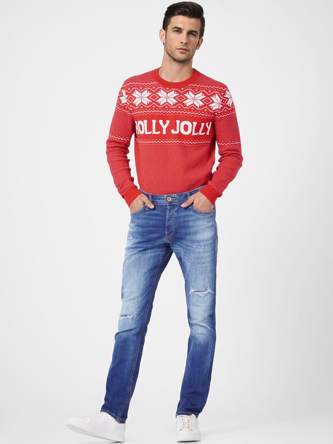 Blue Low Rise Glenn Torn Slim Jeans