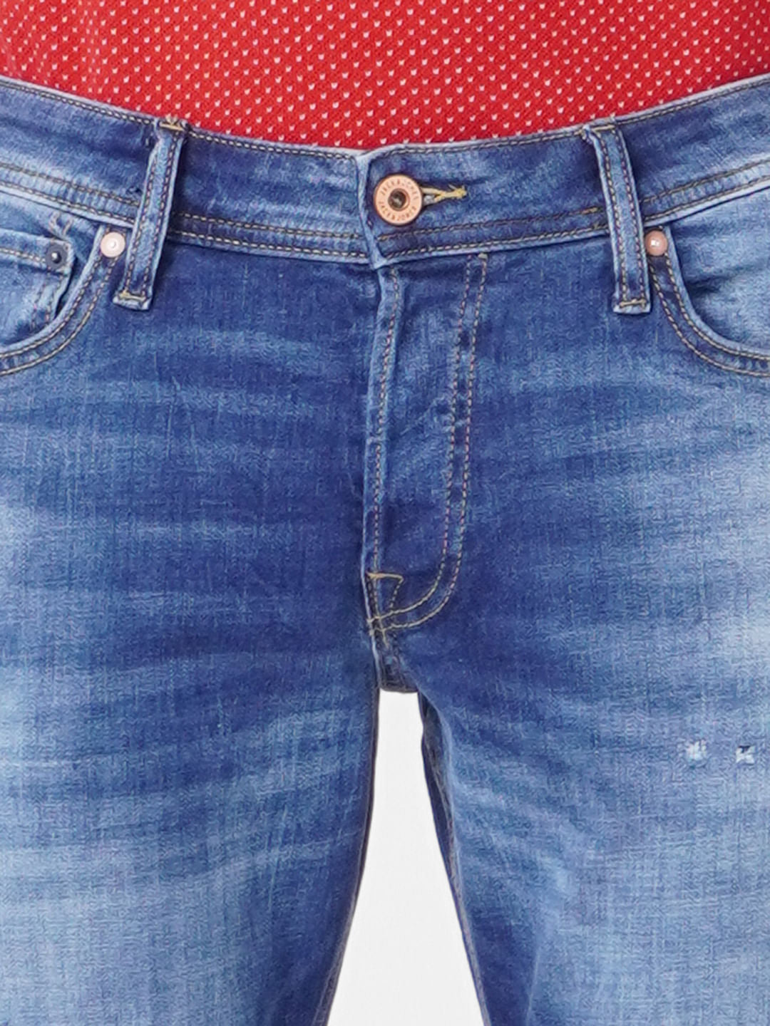 Blue Low Rise Glenn Torn Slim Jeans