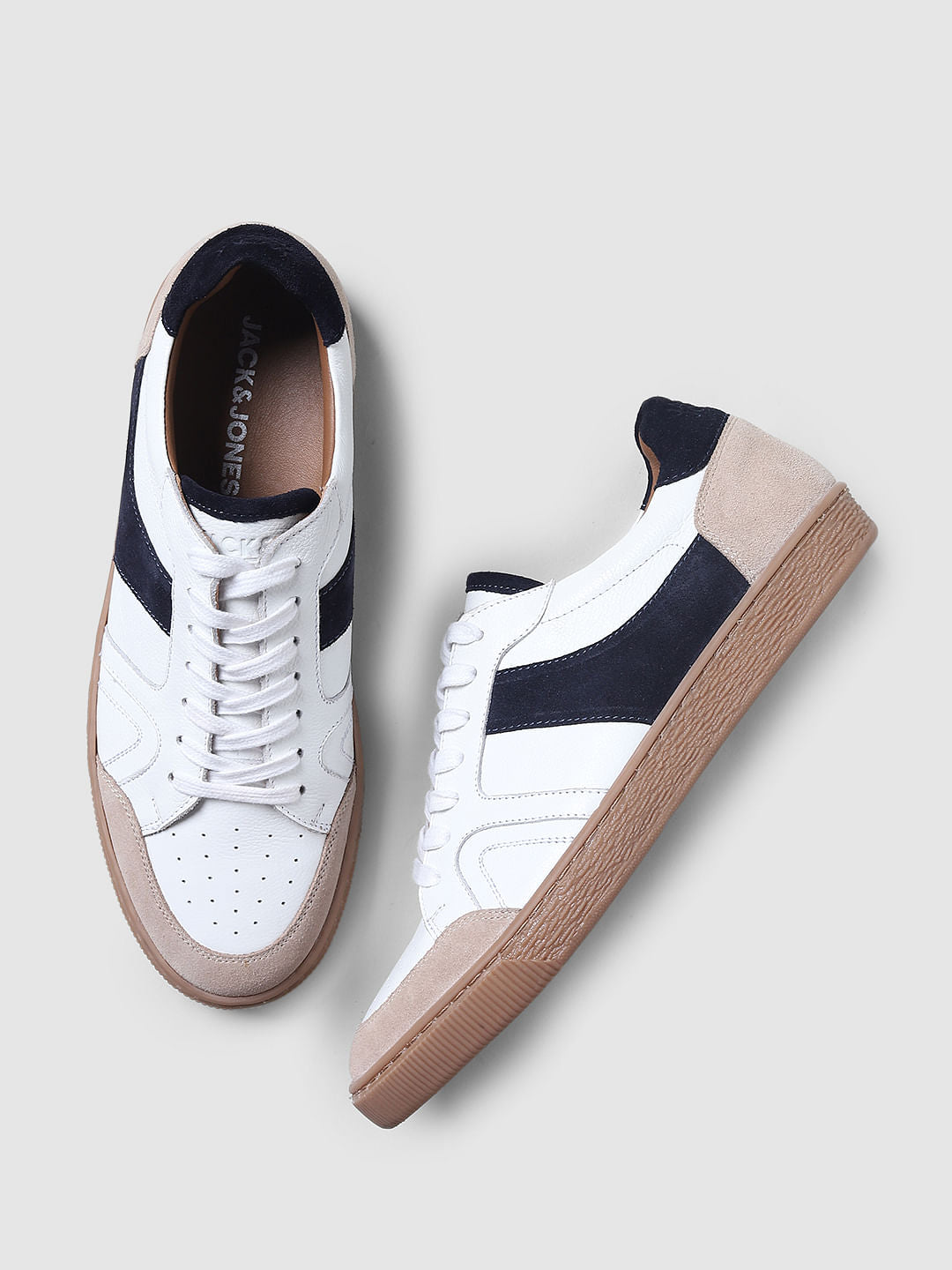 White Colourblocked Sneakers