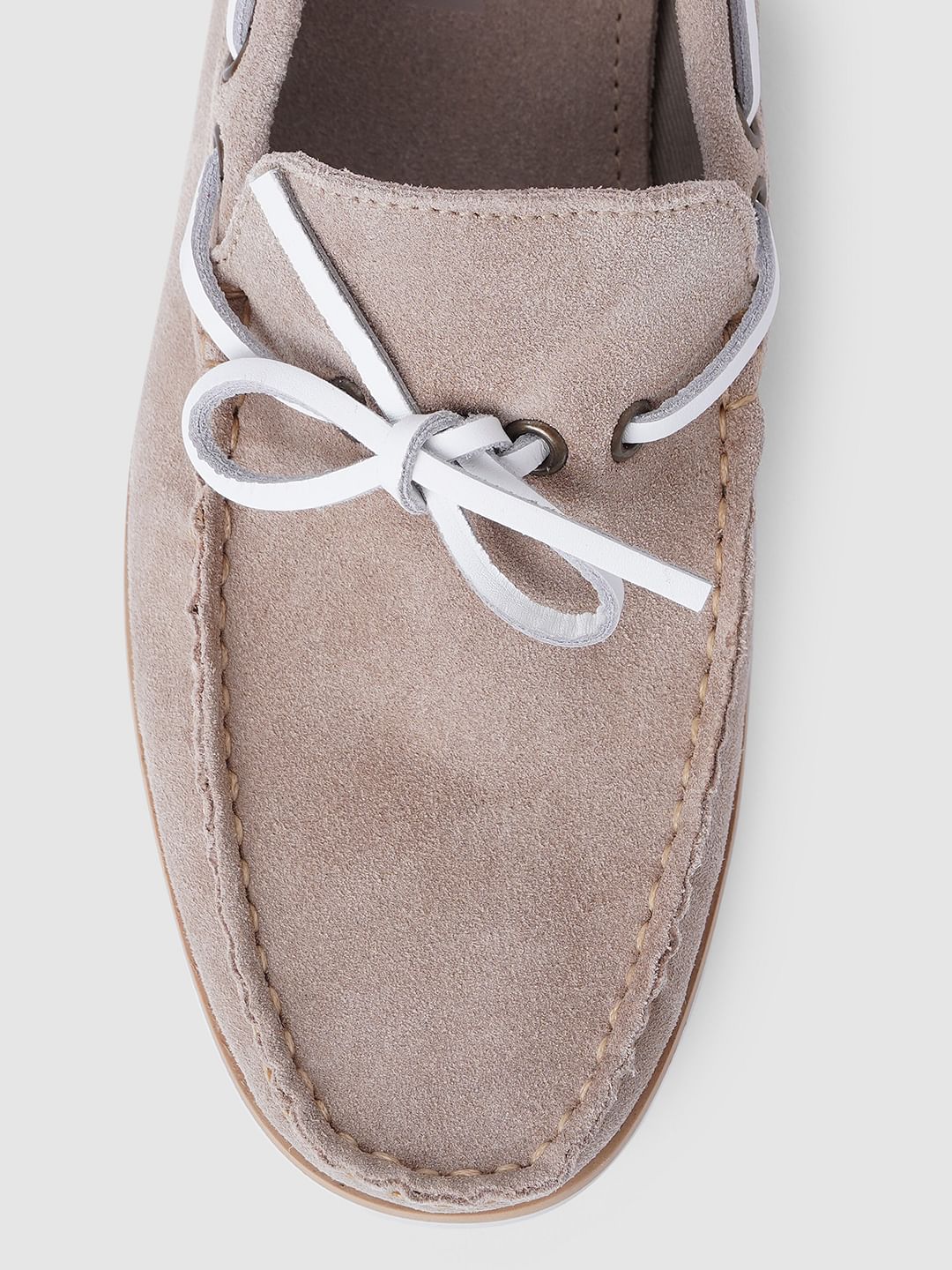 Beige Suede Loafers