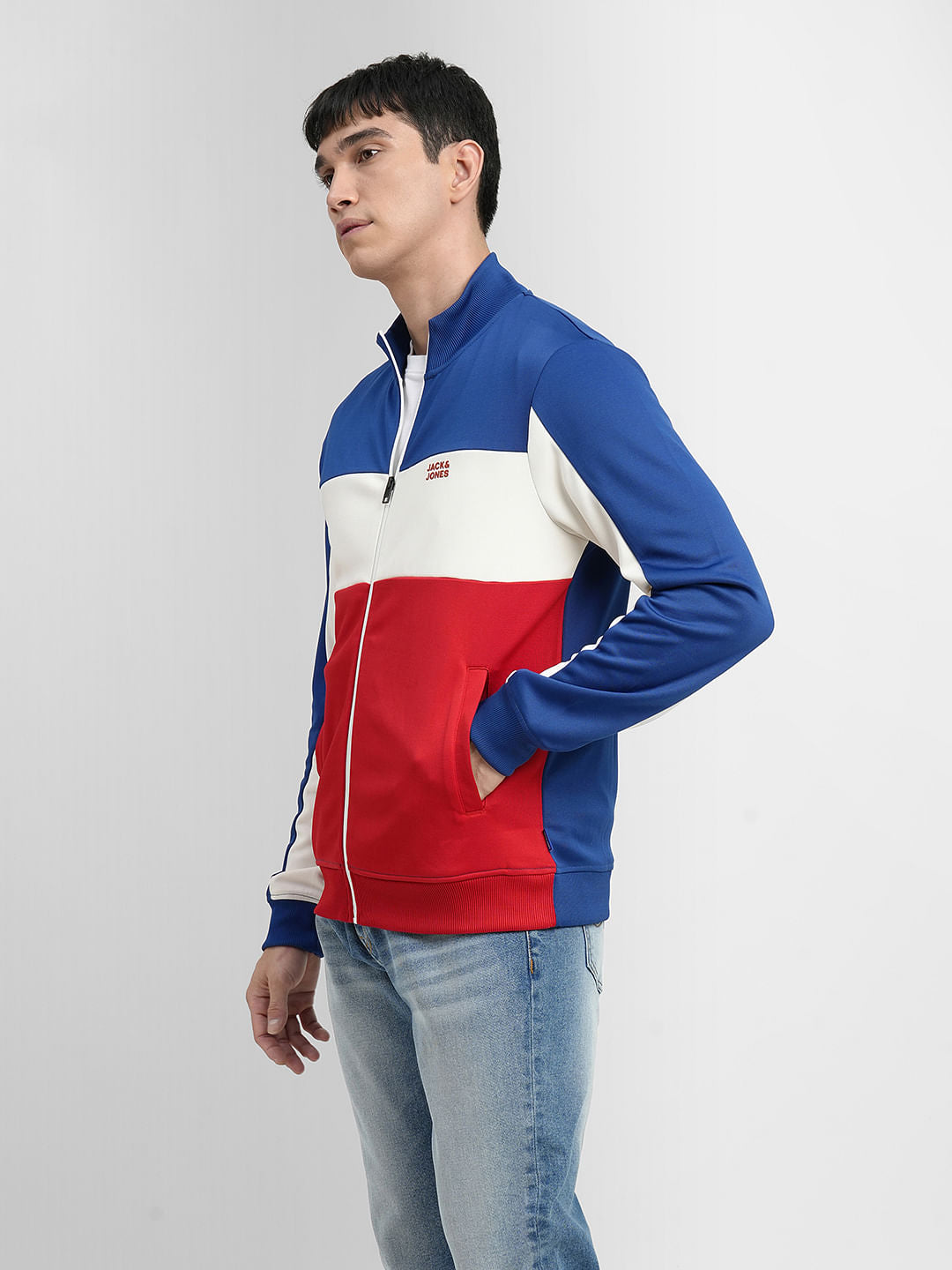 Blue Colourblocked Track Jacket