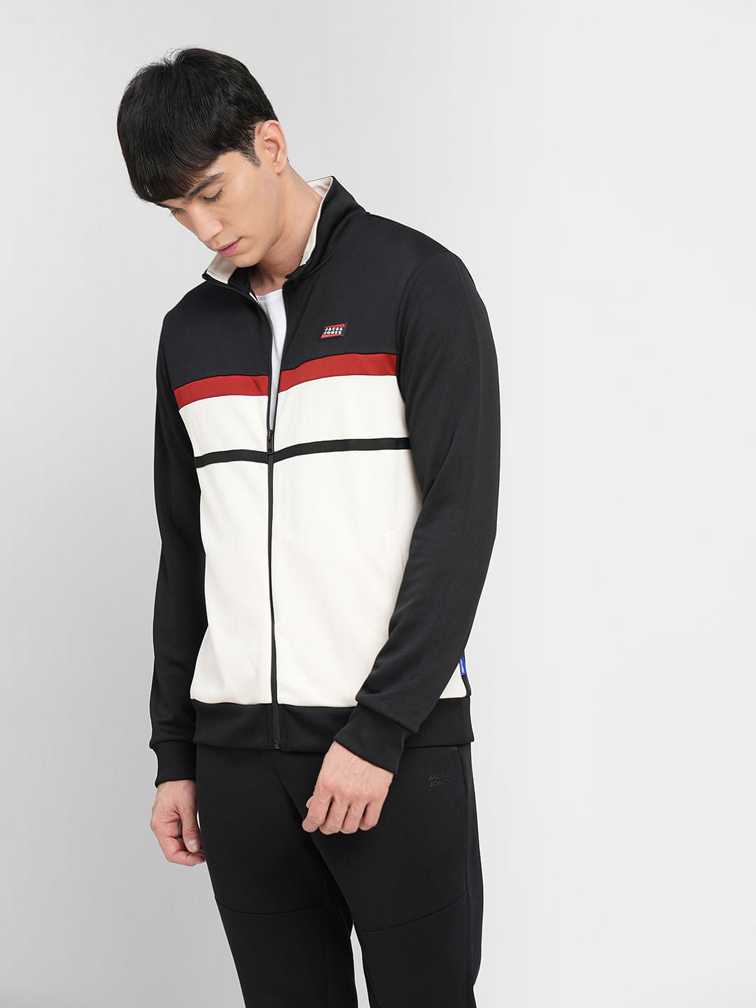 Black Colourblocked Track Jacket
