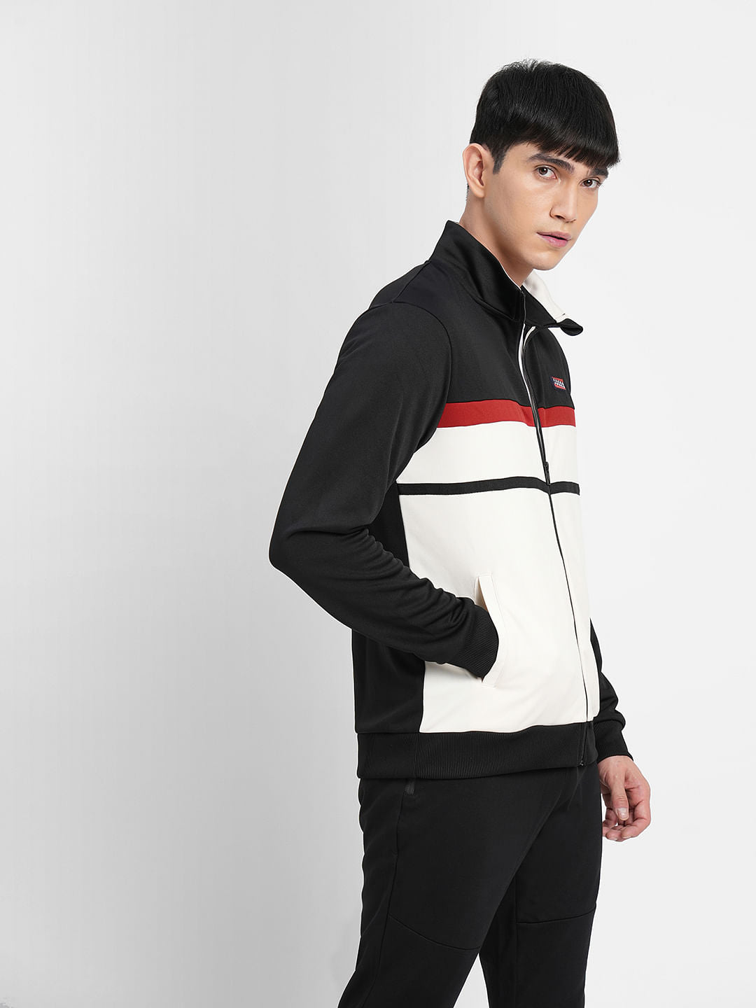 Black Colourblocked Track Jacket