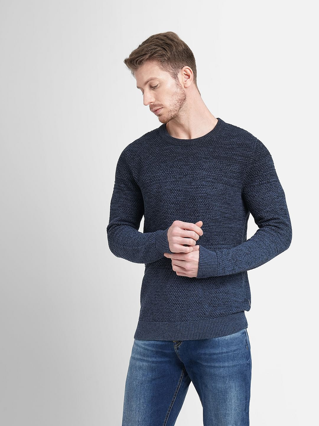 Denim Blue Crew Neck Pullover